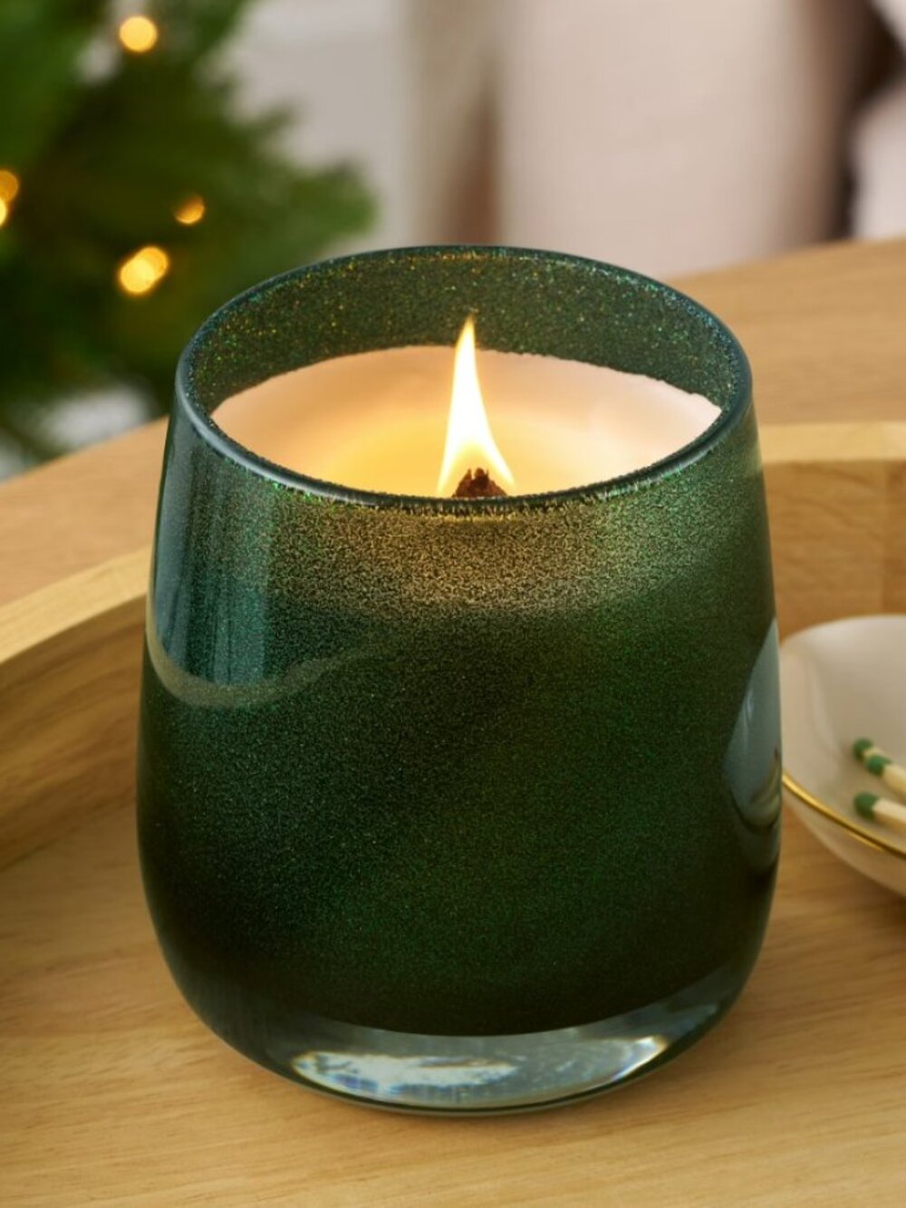 Better Homes & Gardens Holiday Scented Glitter Jar Candle Noble Fir and Pine 14o